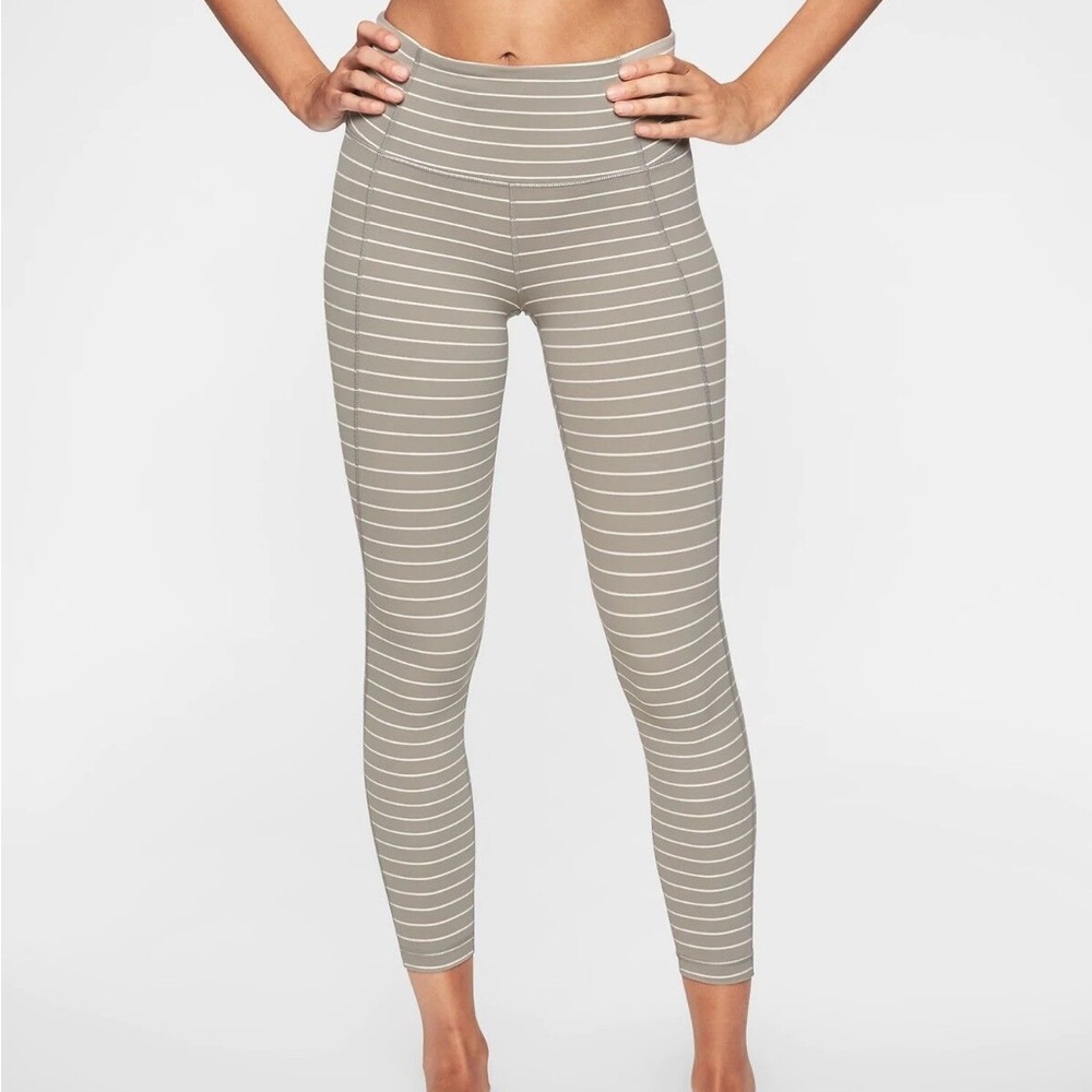 Athleta Gray Striped Leggings